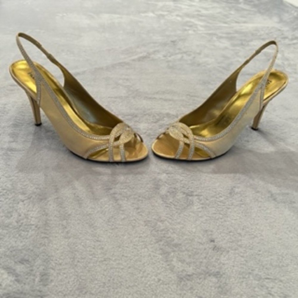 Valenti Franco Women's High Heels Sequin 10 Gold
